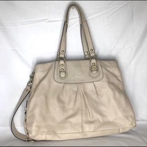 Coach Ashley Bag Cream Leather Carry All F19243
